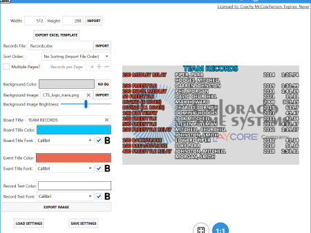 Swimming Record Board Image Generator Software for Video Displays (R-470-122) Online Hot Sale