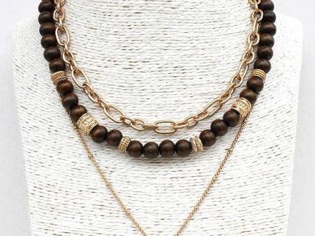 Walnut + Gold Layered Necklace Hot on Sale