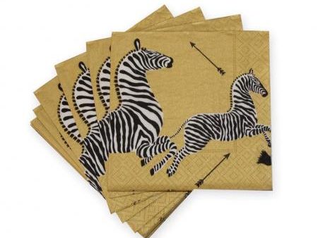 Zebras Gold Cocktail Napkins Discount