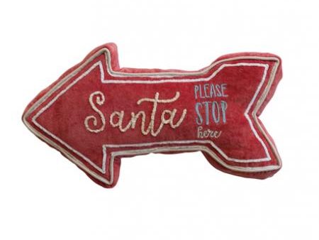 Velvet Santa Stop Arrow Pillow on Sale