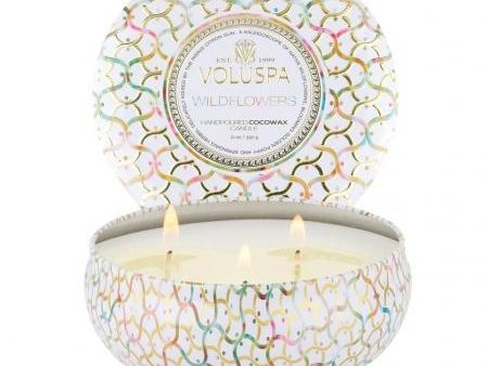 Wildflowers 3 Wick Tin Candle Hot on Sale