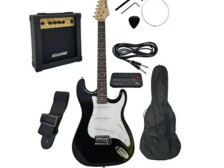 PAQUETE DE GUITARRA ELECTRICA NEGRA BELLATOR Online Hot Sale